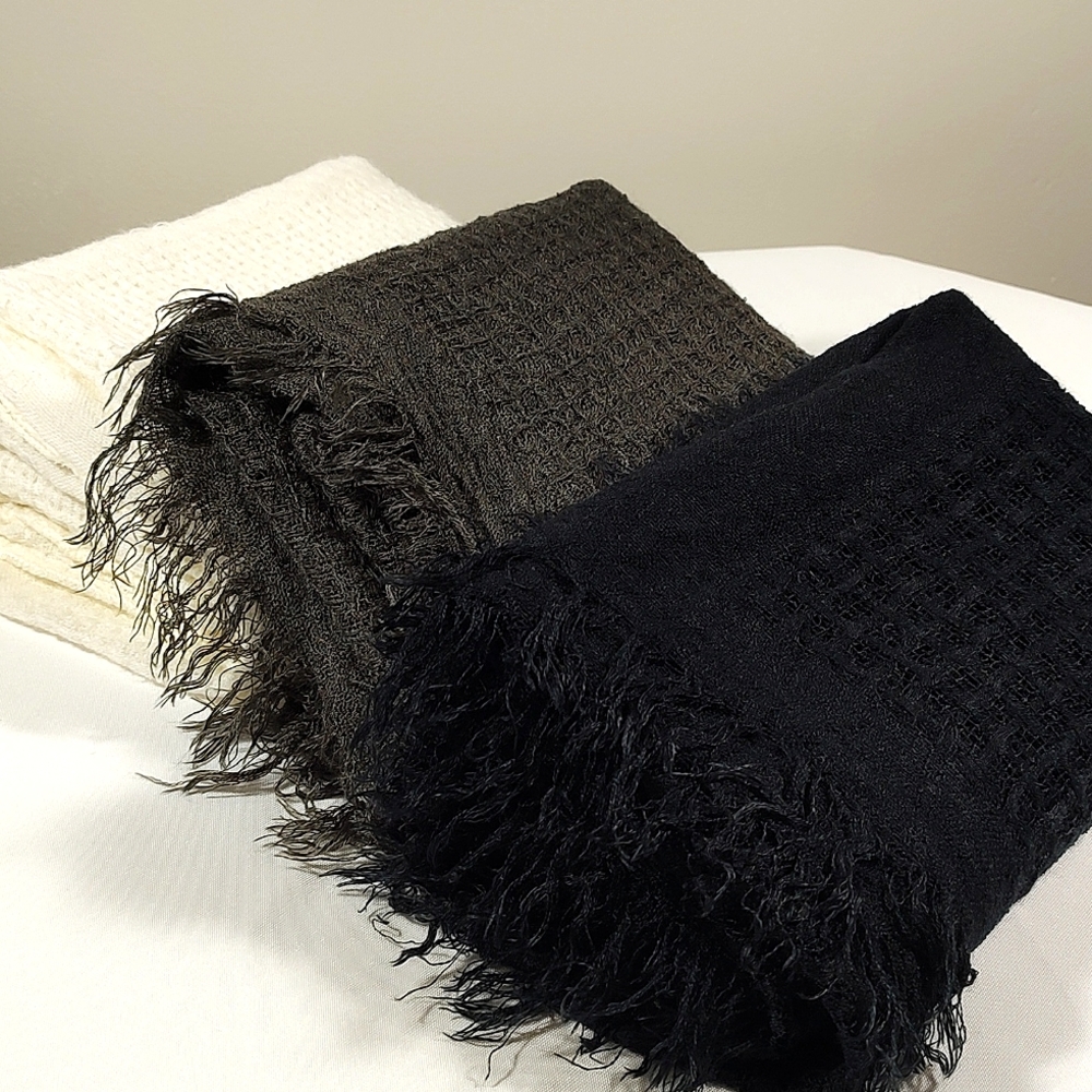 Three Scarves - Black, Grey, Ivory
